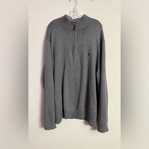 Polo Ralph Lauren Mens 1/4 Zip Pullover Sweater Gray W/ Green Pony Size 3XLT